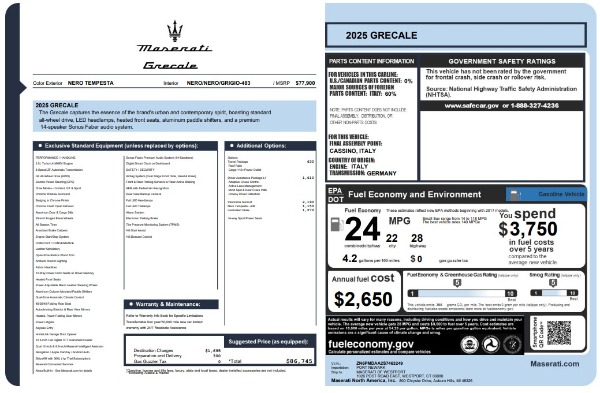 New 2025 Maserati Grecale for sale $71,739 at Bugatti of Greenwich in Greenwich CT 06830 25