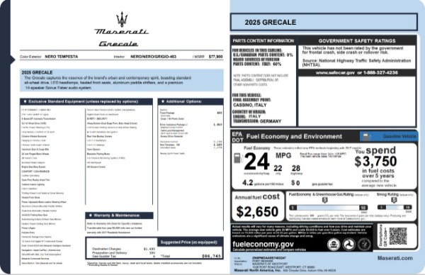 New 2025 Maserati Grecale for sale $71,889 at Bugatti of Greenwich in Greenwich CT 06830 25