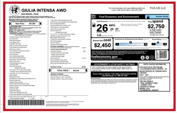New 2025 Alfa Romeo Giulia Intensa for sale Sold at Bugatti of Greenwich in Greenwich CT 06830 18