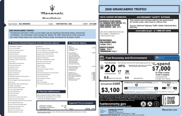 New 2026 Maserati GranCabrio Trofeo for sale $204,195 at Bugatti of Greenwich in Greenwich CT 06830 25