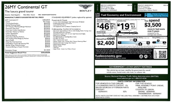 New 2026 Bentley Continental GT for sale $335,620 at Bugatti of Greenwich in Greenwich CT 06830 26