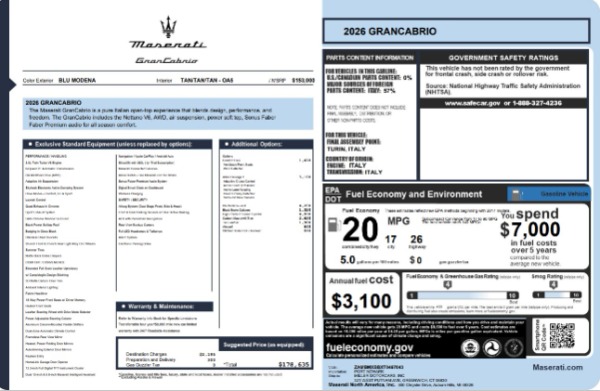 New 2026 Maserati GranCabrio Modena for sale $178,635 at Bugatti of Greenwich in Greenwich CT 06830 26