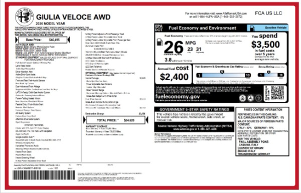 New 2026 Alfa Romeo Giulia for sale $43,000 at Bugatti of Greenwich in Greenwich CT 06830 26