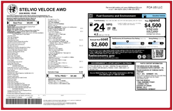 New 2026 Alfa Romeo Stelvio Veloce for sale $61,465 at Bugatti of Greenwich in Greenwich CT 06830 25