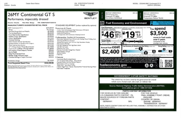 New 2026 Bentley Continental GT S for sale $344,350 at Bugatti of Greenwich in Greenwich CT 06830 26