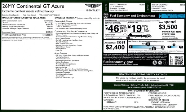 New 2026 Bentley Continental GT Azure for sale $352,090 at Bugatti of Greenwich in Greenwich CT 06830 27
