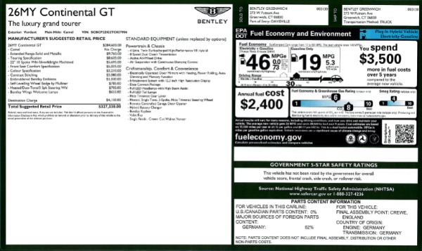 New 2026 Bentley Continental GT for sale $327,330 at Bugatti of Greenwich in Greenwich CT 06830 28