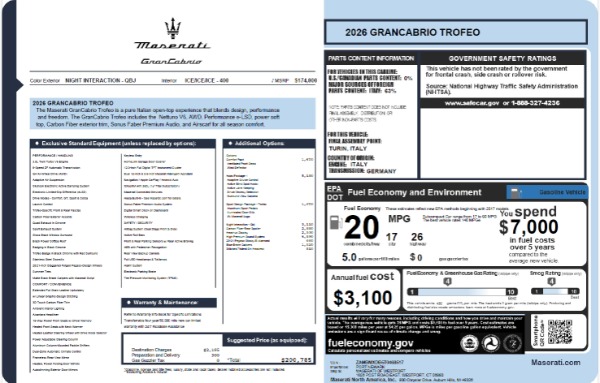 New 2026 Maserati GranCabrio Trofeo for sale $200,785 at Bugatti of Greenwich in Greenwich CT 06830 23
