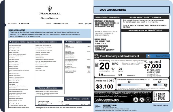 New 2026 Maserati GranCabrio for sale $178,105 at Bugatti of Greenwich in Greenwich CT 06830 25
