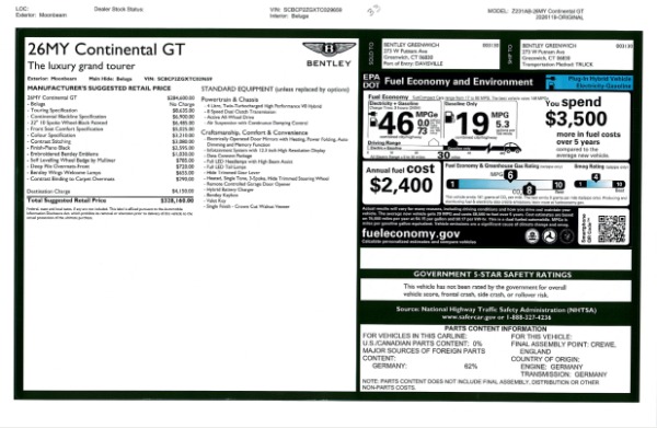New 2026 Bentley Continental GT for sale $328,160 at Bugatti of Greenwich in Greenwich CT 06830 26