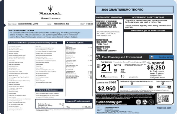 New 2026 Maserati GranTurismo Trofeo for sale $198,365 at Bugatti of Greenwich in Greenwich CT 06830 23