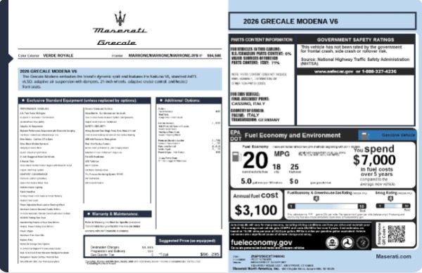 New 2026 Maserati Grecale Modena V6 for sale $96,295 at Bugatti of Greenwich in Greenwich CT 06830 25