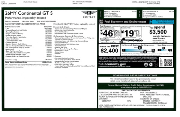 New 2026 Bentley Continental GT for sale $352,635 at Bugatti of Greenwich in Greenwich CT 06830 24