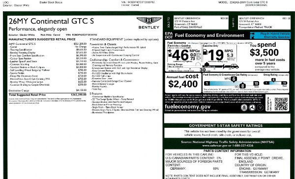 New 2026 Bentley Continental GTC for sale $363,390 at Bugatti of Greenwich in Greenwich CT 06830 10