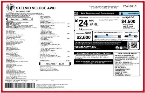New 2026 Alfa Romeo Stelvio Veloce for sale $60,694 at Bugatti of Greenwich in Greenwich CT 06830 26