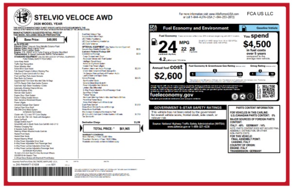 New 2026 Alfa Romeo Stelvio Veloce for sale $61,965 at Bugatti of Greenwich in Greenwich CT 06830 23