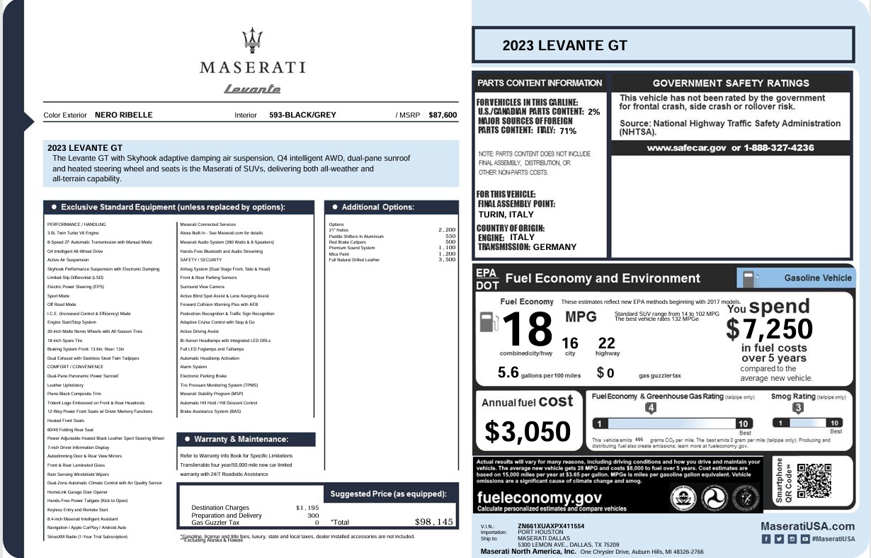 Used 2023 Maserati Levante GT for sale $49,900 at Bugatti of Greenwich in Greenwich CT 06830 1