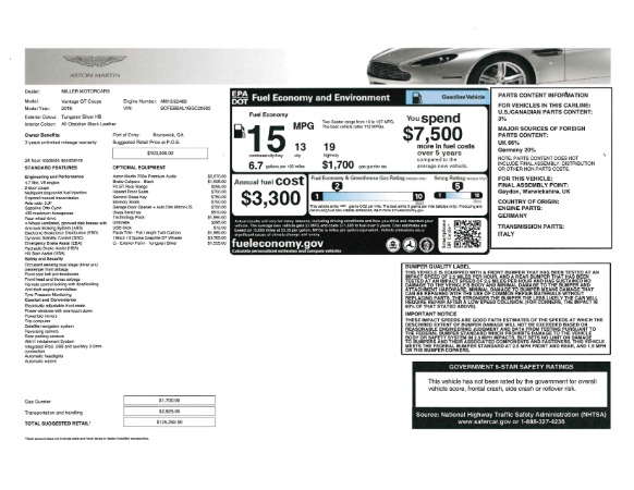 Used 2016 Aston Martin V8 Vantage GT Coupe for sale Sold at Bugatti of Greenwich in Greenwich CT 06830 18